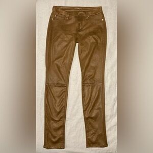 7 For All Mankind Tan Faux Leather Pants | Slight Flaws